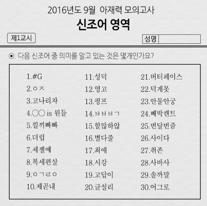 2016년 신조어 테스트!!! | 인스티즈