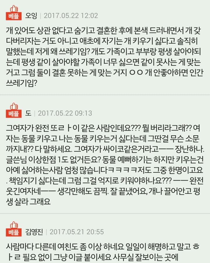 [판] 반려동물이싫어서 결혼 무르고 쓰레기됐습니다.. | 인스티즈