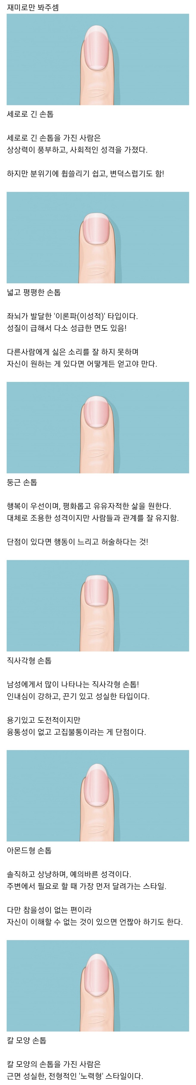 손톱모양으로 보는 6가지 성격 유형...jpg | 인스티즈